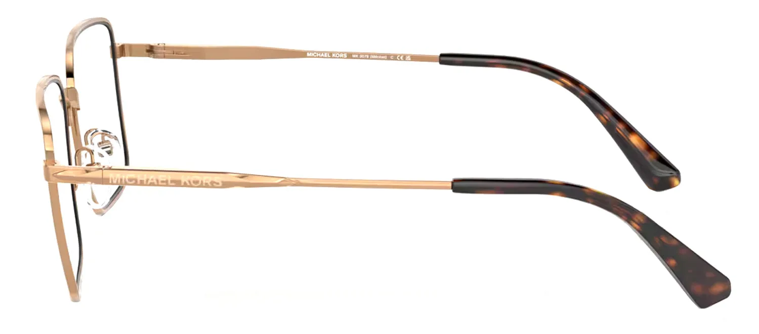 Michael Kors MÉRIBEL MK 3079 1899 Rectangle Metal Gold Eyeglasses with Logo Stamped Demo Lenses sold by Gaffos product image thumbnail 3