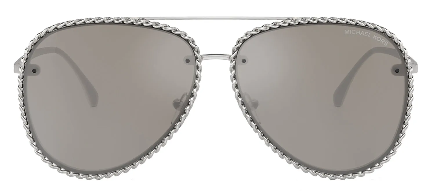 Michael Kors PORTOFINO MK 1147 18936G Pilot Metal Silver Sunglasses with Silver Mirror Lens sold by Gaffos