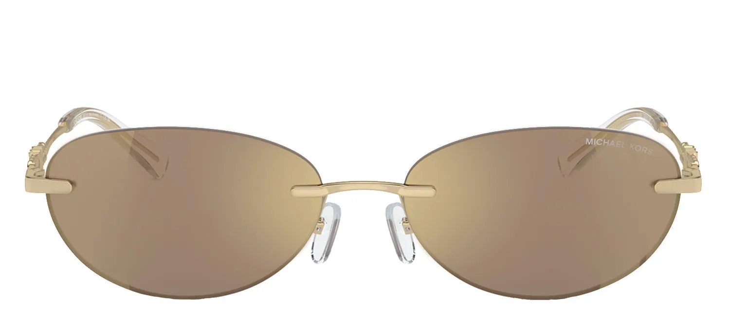 Michael Kors MANCHESTER MK 1151 10145A Oval Metal Gold Sunglasses with Brown Mirror Lens sold by Gaffos