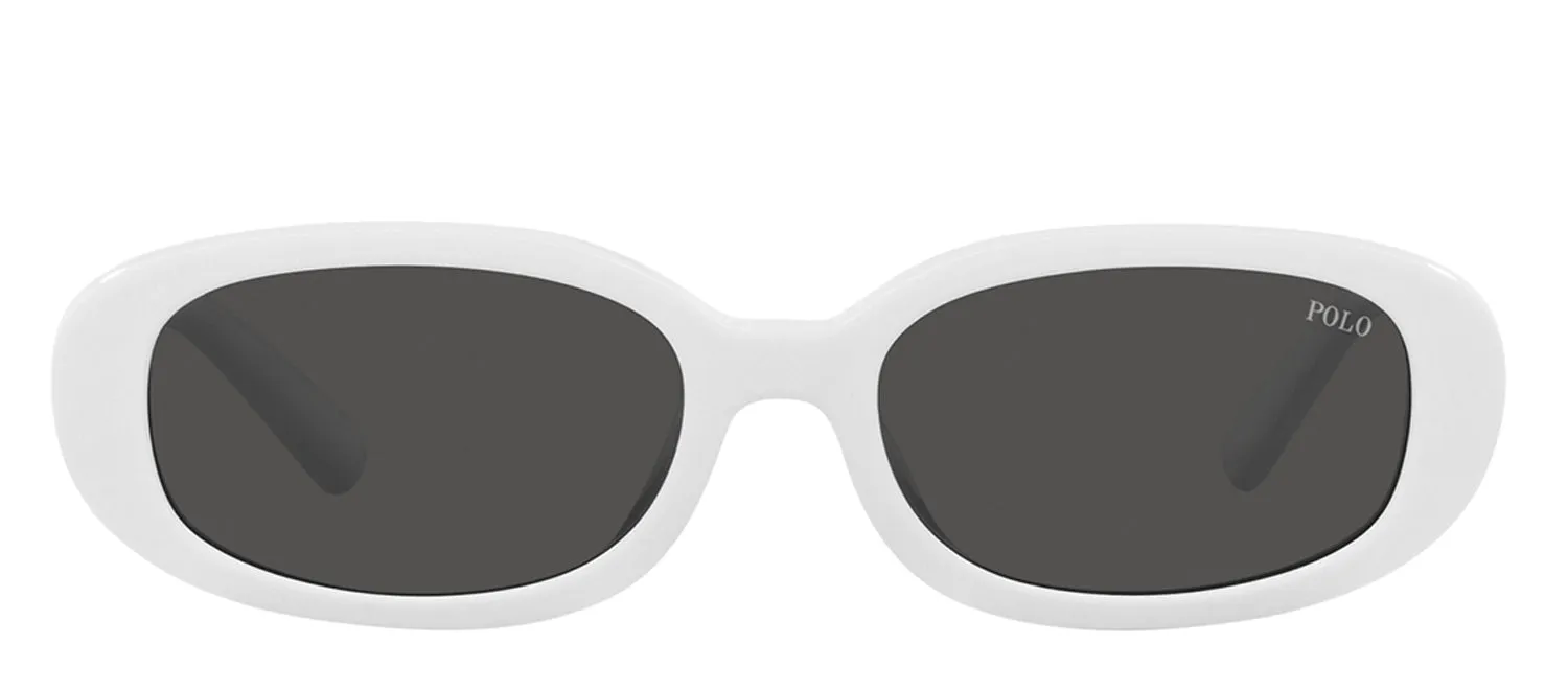 Ralph Lauren PH 4198U 554487 Oval Plastic White Sunglasses with Grey Lens sold by Gaffos