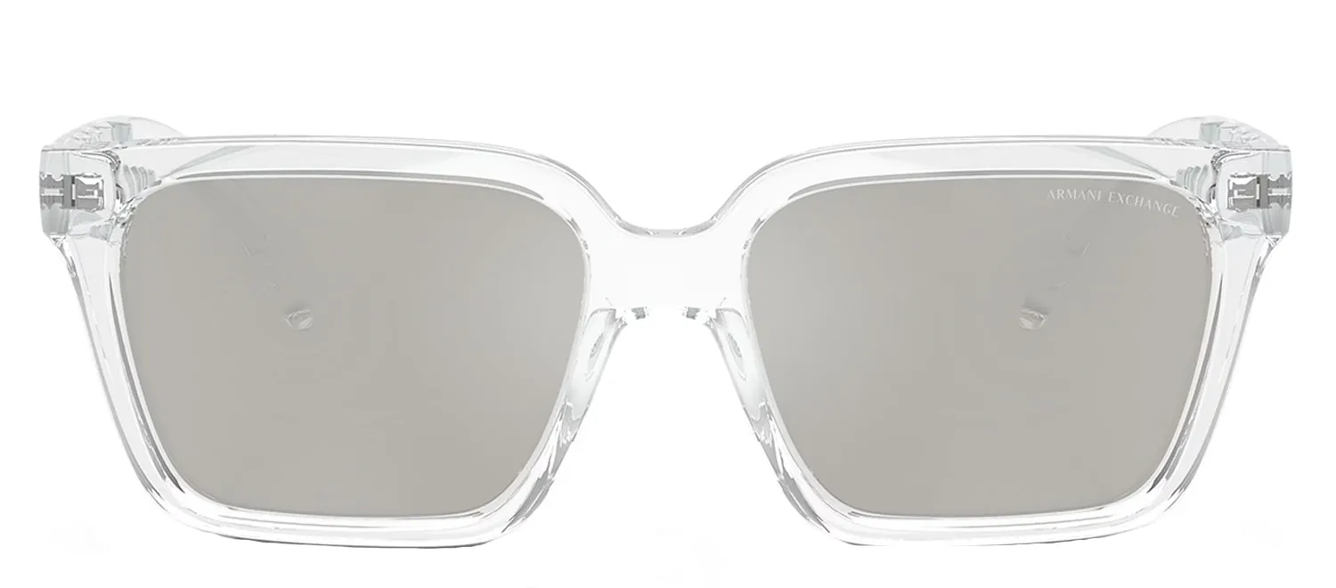 Armani Exchange AX 4147S 82356G Square Plastic Clear Sunglasses with Silver Mirror Lens sold by Gaffos