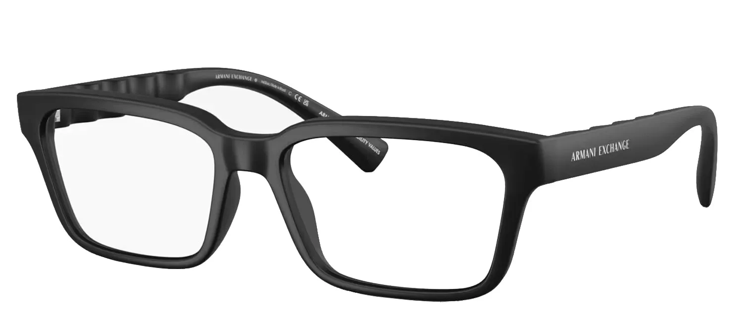 Armani Exchange AX 3116 8078 Rectangle Plastic Black Eyeglasses with Logo Stamped Demo Lenses sold by Gaffos product image thumbnail 2