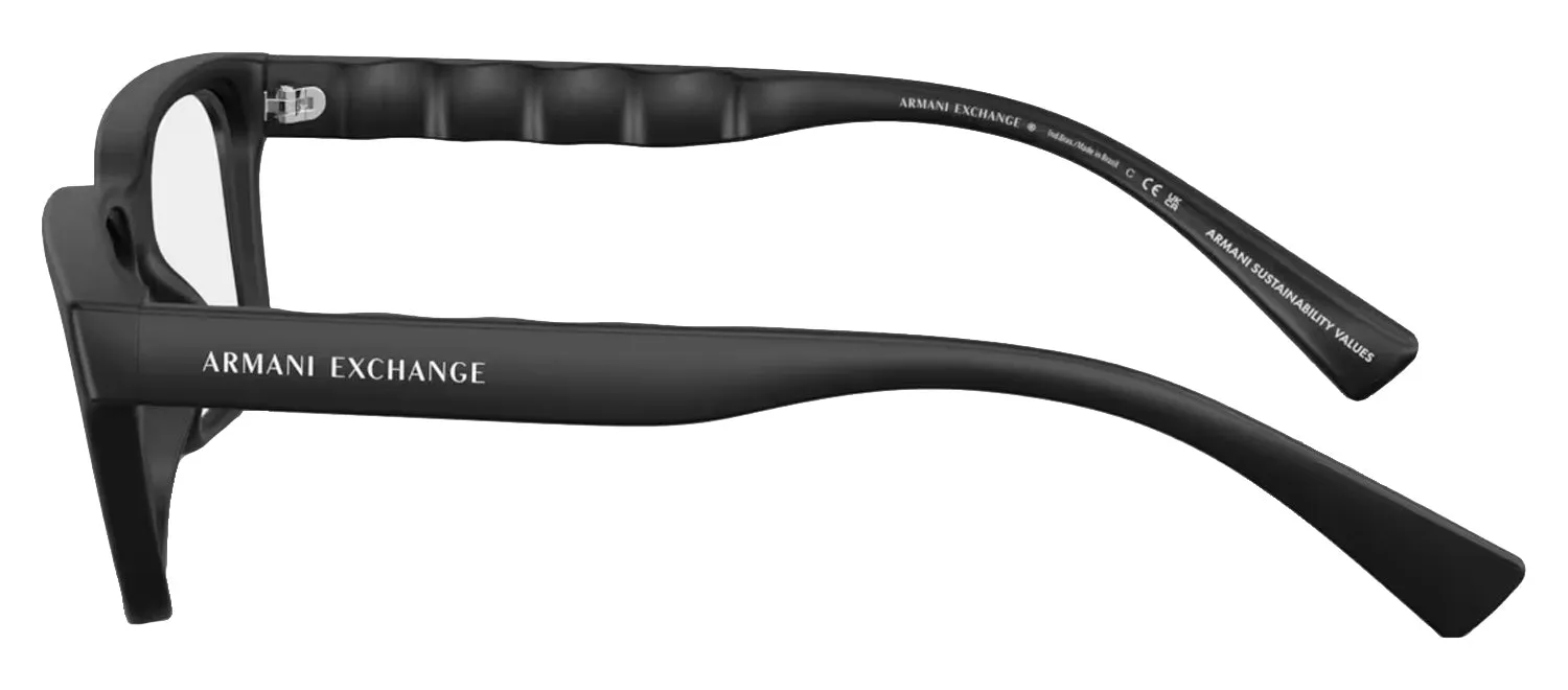 Armani Exchange AX 3116 8078 Rectangle Plastic Black Eyeglasses with Logo Stamped Demo Lenses sold by Gaffos product image thumbnail 3