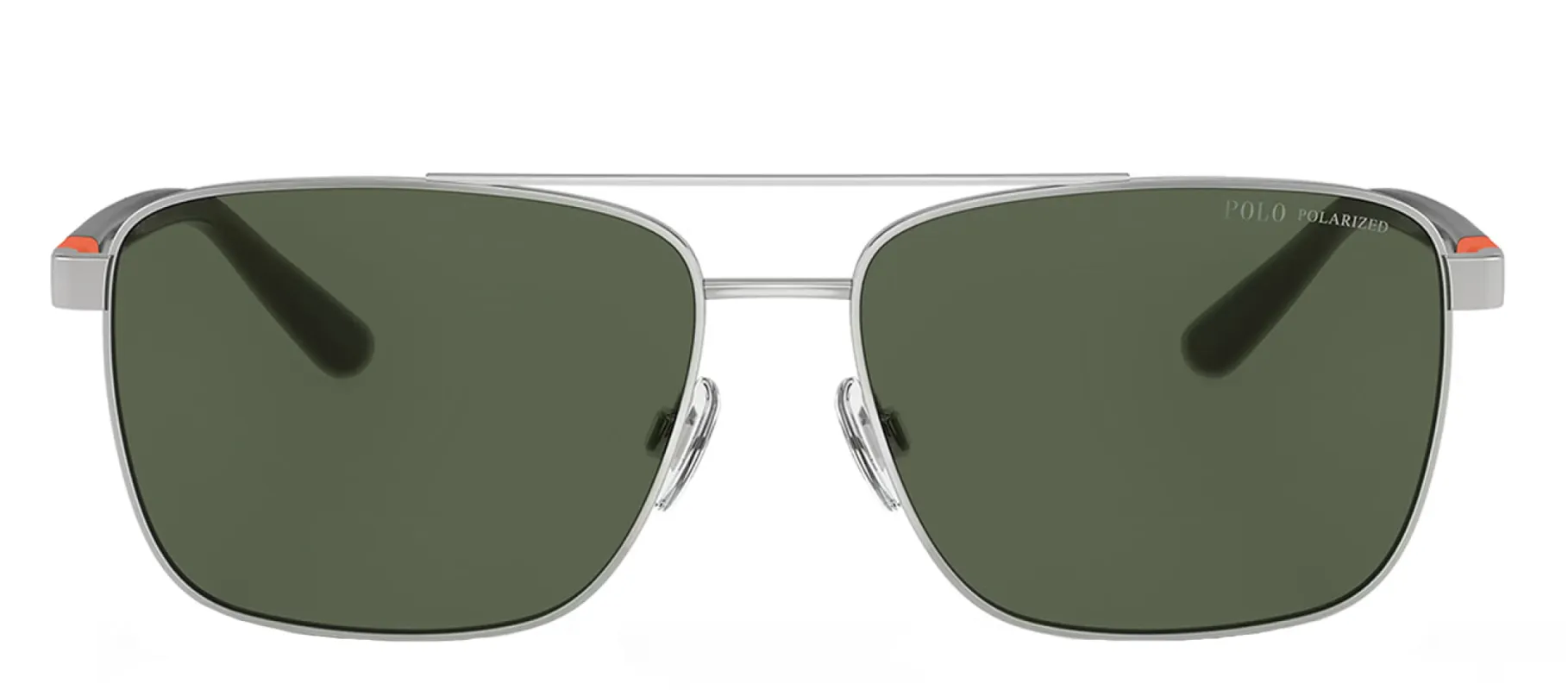 Ralph Lauren PH 3137 90019A Rectangle Metal Silver Sunglasses with Green Polarized Lens sold by Gaffos