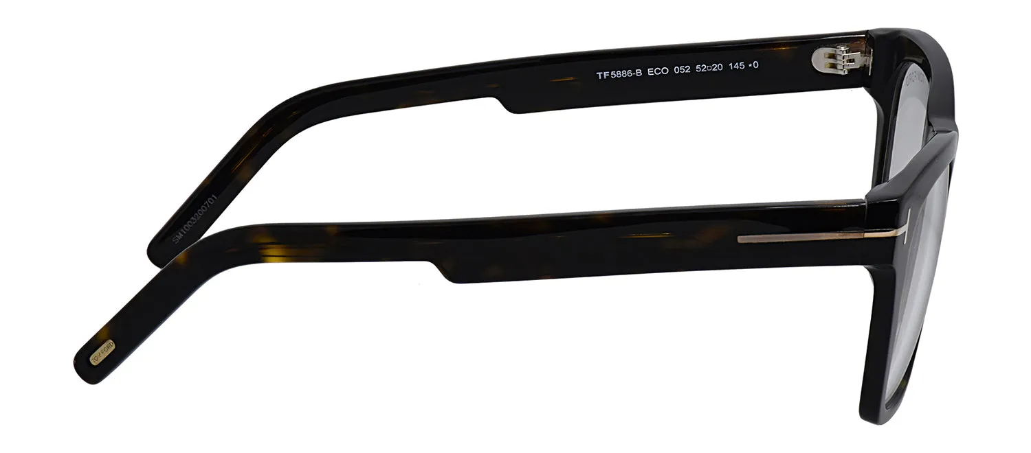 Tom Ford FT 5886-B 052 Square Plastic Dark Havana Eyeglasses with Transparent Demo Lens sold by Gaffos product image thumbnail 3