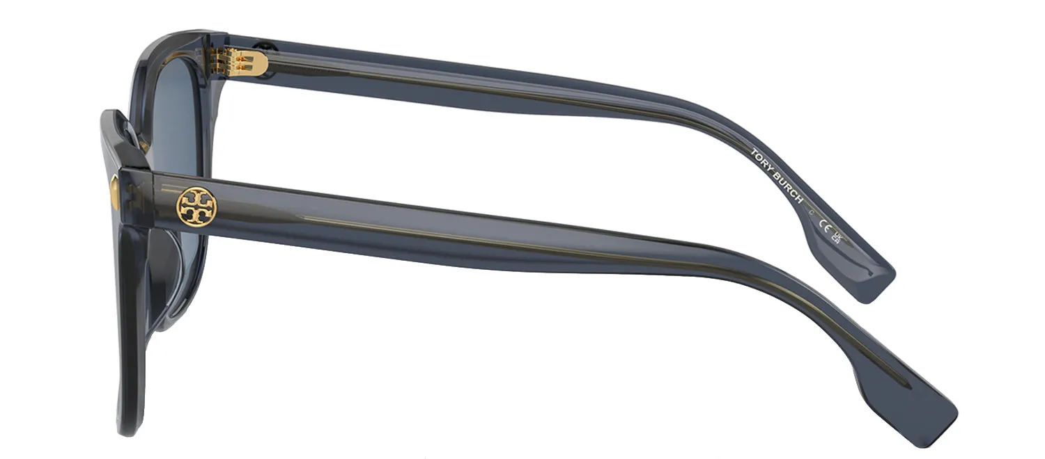 Tory Burch TY 7203U 196380 Square Acetate Transparent Blue Sunglasses with Dark Blue Solid Color Lens sold by Gaffos product image thumbnail 3