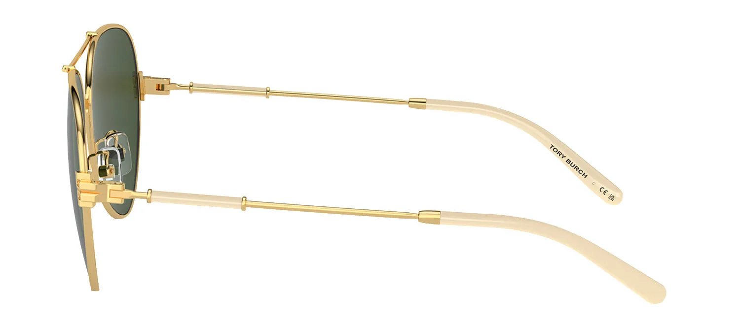 Tory Burch TY 6098 335171 Pilot Metal Gold Sunglasses with Dark Green Solid Color Lens sold by Gaffos product image thumbnail 3