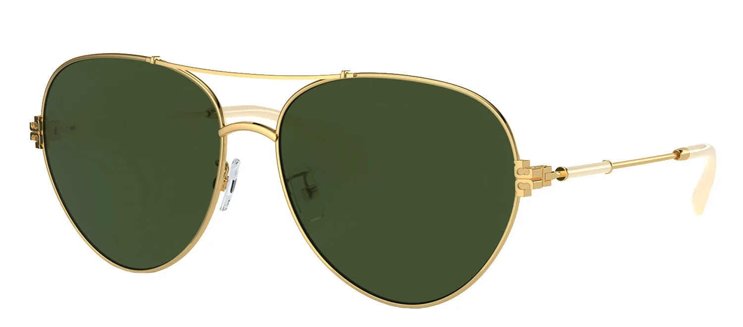 Tory Burch TY 6098 335171 Pilot Metal Gold Sunglasses with Dark Green Solid Color Lens sold by Gaffos product image thumbnail 2