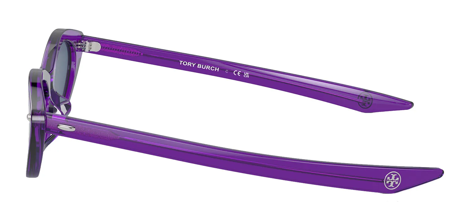 Tory Burch TY 7197U 193580 Cat Eye Acetate Transparent Purple Sunglasses with Dark Blue Solid Color Lens sold by Gaffos product image thumbnail 3