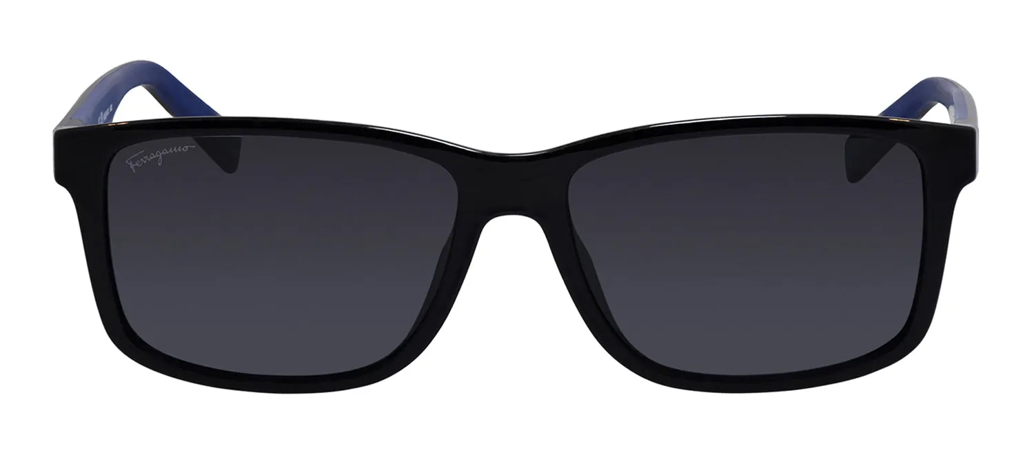 Salvatore Ferragamo SF 938S 5715962 Rectangular Plastic Black Sunglasses with Dark Grey Classic Lens sold by Gaffos
