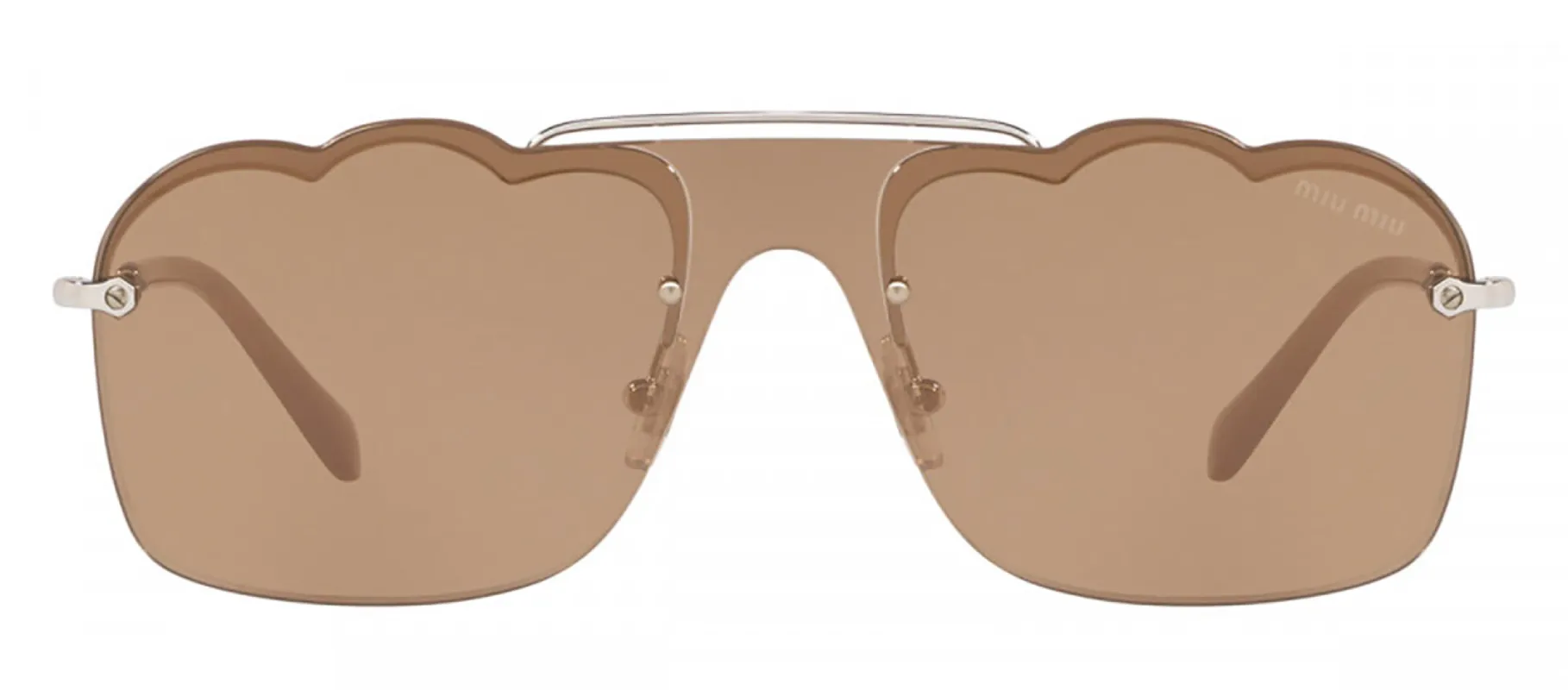 Miu Miu MU 55US 1BC176 Irregular Plastic Silver Sunglasses with Light Brown Mirror Lens sold by Gaffos