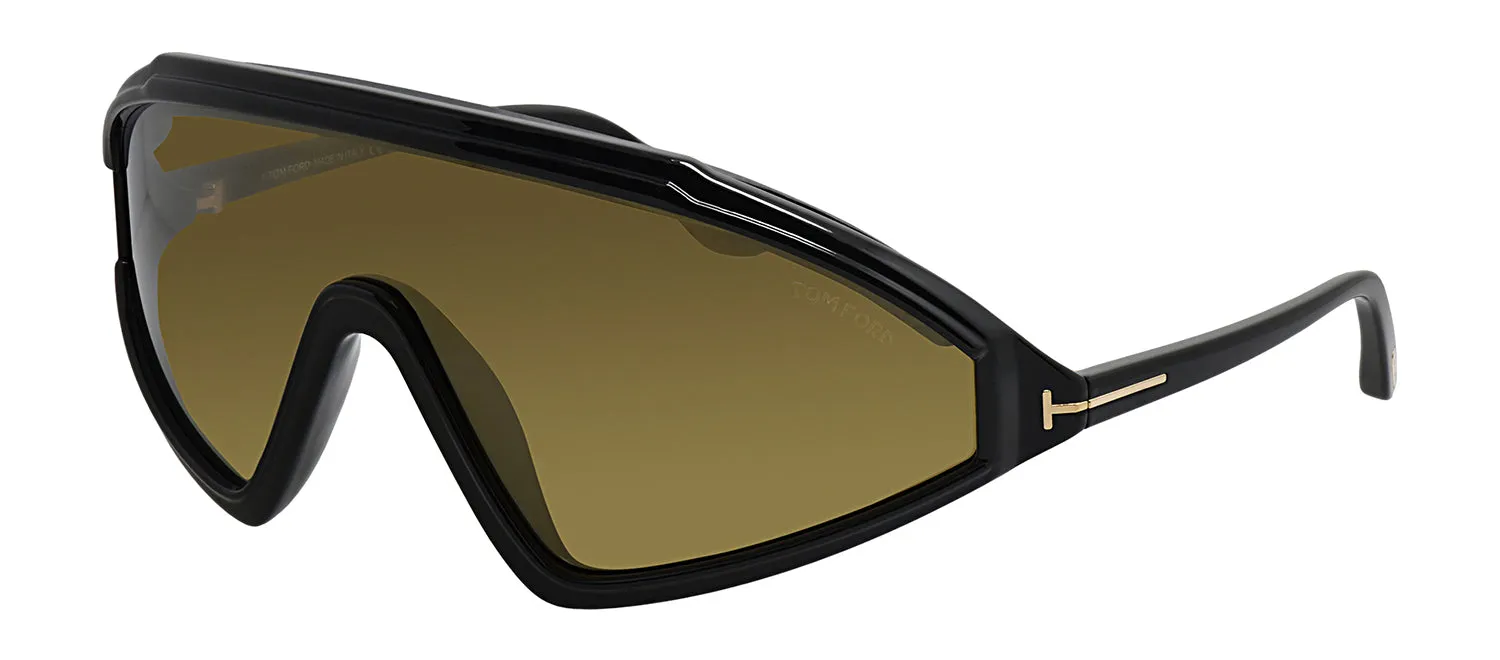 Tom Ford FT 1121 01G Wrap Plastic Black Sunglasses with Light Brown Mirror Lens sold by Gaffos product image thumbnail 2