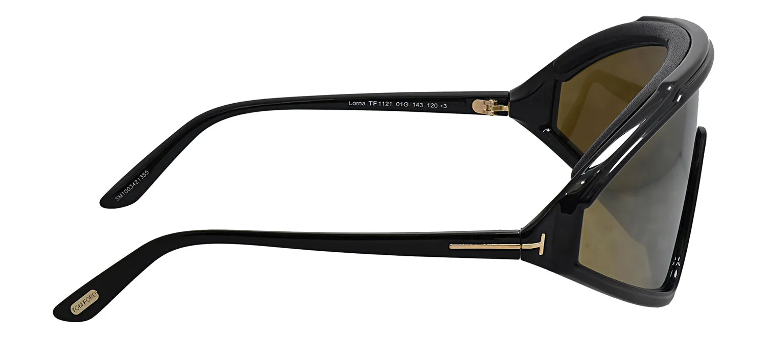 Tom Ford FT 1121 01G Wrap Plastic Black Sunglasses with Light Brown Mirror Lens sold by Gaffos product image thumbnail 3