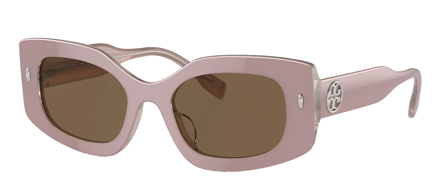 Tory Burch TY 7202U 194773 Irregular Acetate Pearlized Pink Sunglasses with Dark Brown Solid Color Lens sold by Gaffos product image thumbnail 2