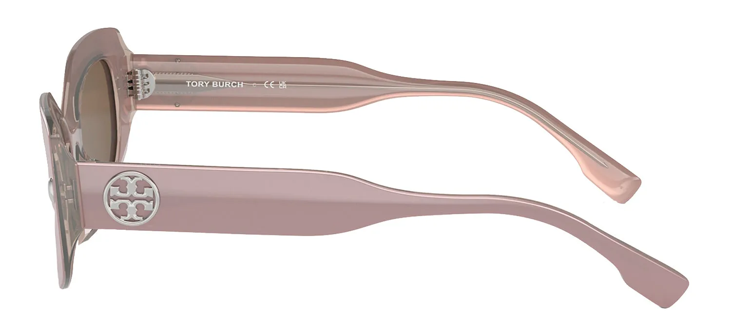 Tory Burch TY 7202U 194773 Irregular Acetate Pearlized Pink Sunglasses with Dark Brown Solid Color Lens sold by Gaffos product image thumbnail 3