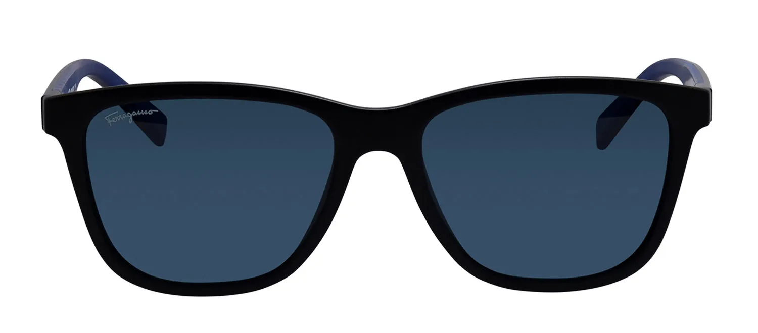 Salvatore Ferragamo SF 998S 5717002 Rectangular Injected Black Sunglasses with Blue Classic Lens sold by Gaffos