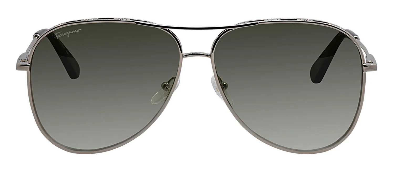 Salvatore Ferragamo SF 268S 709 Pilot Metal Gold Sunglasses with Green Gradient Lens sold by Gaffos