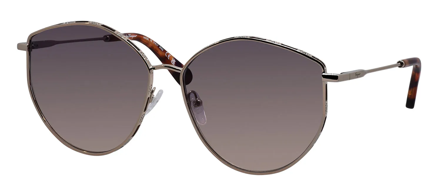 Salvatore Ferragamo SF 264S 754 Irregular Metal Gold Sunglasses with Purple Gradient Lens sold by Gaffos product image thumbnail 2