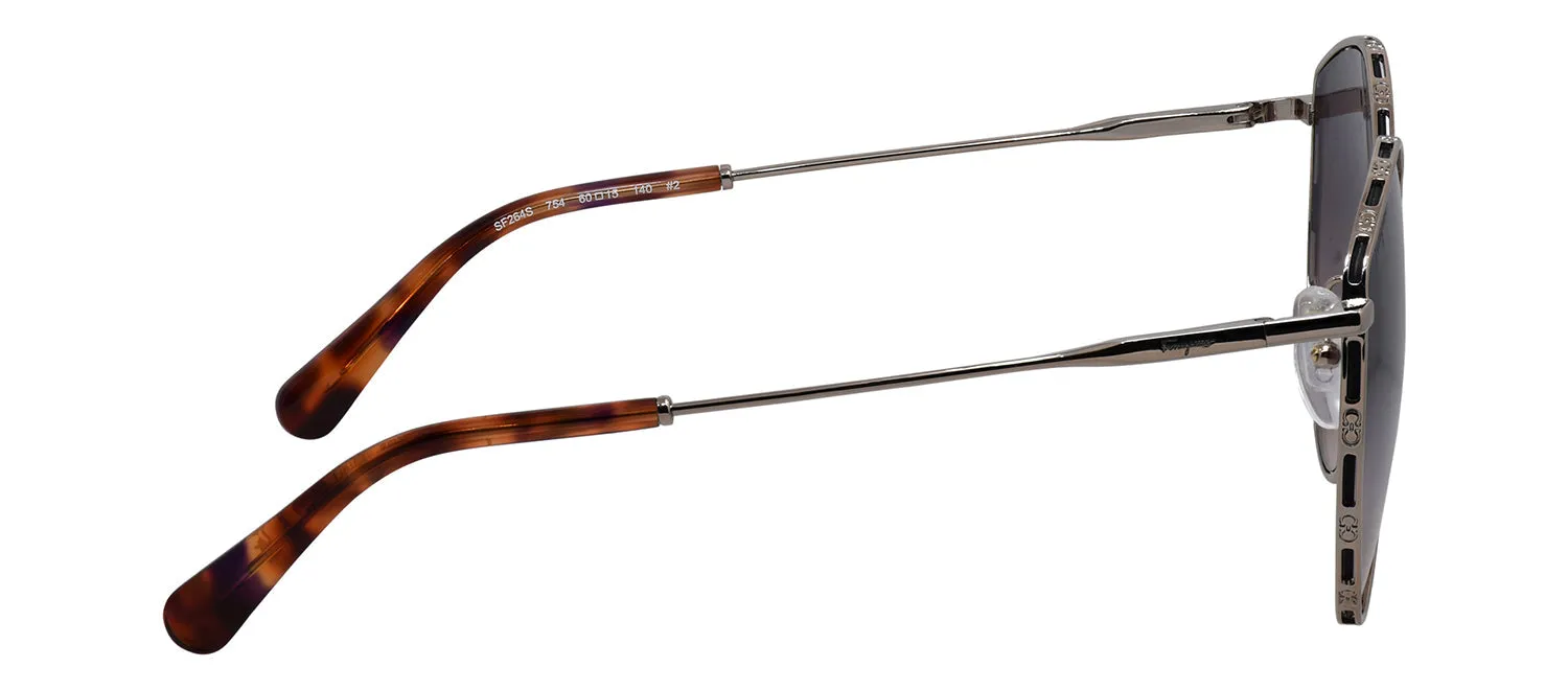Salvatore Ferragamo SF 264S 754 Irregular Metal Gold Sunglasses with Purple Gradient Lens sold by Gaffos product image thumbnail 3