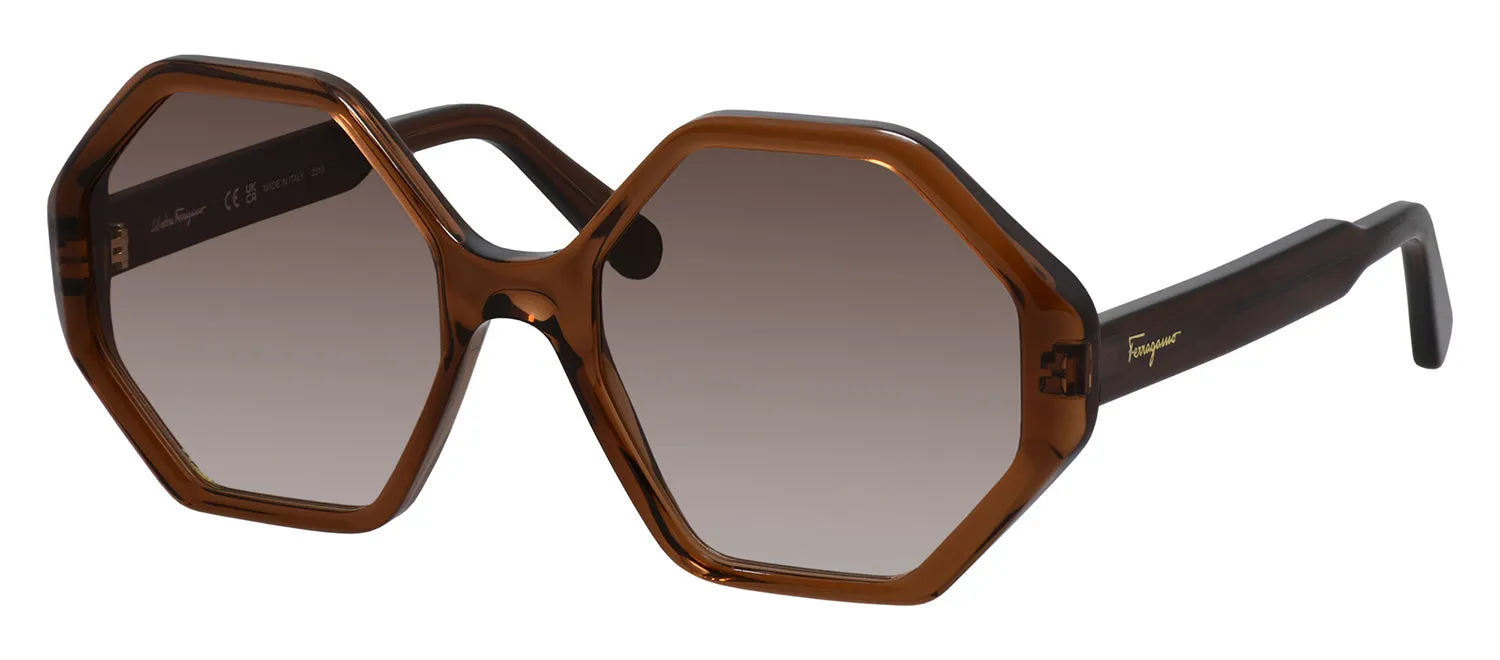 Salvatore Ferragamo SF 1070S 210 Round Acetate Brown Sunglasses with Grey Classic Lens sold by Gaffos product image thumbnail 2