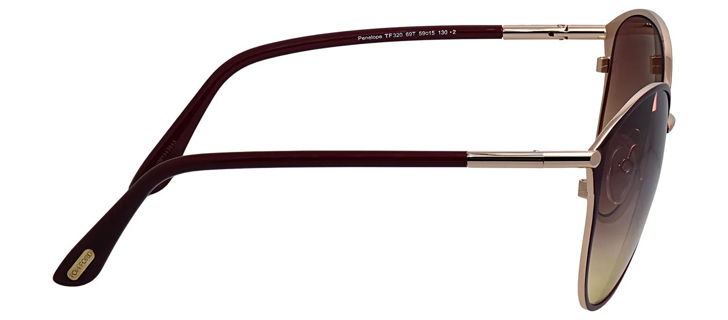 Tom Ford FT 0320 69T Cat Eye Metal Gold Sunglasses with Bordeaux Gradient Lens sold by Gaffos product image thumbnail 3
