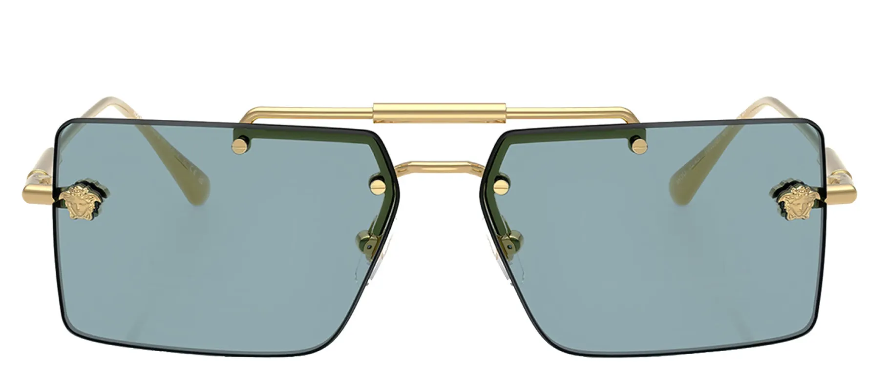 Versace VE 2245 100280 Rectangle Metal Gold Sunglasses with Blue Lens sold by Gaffos