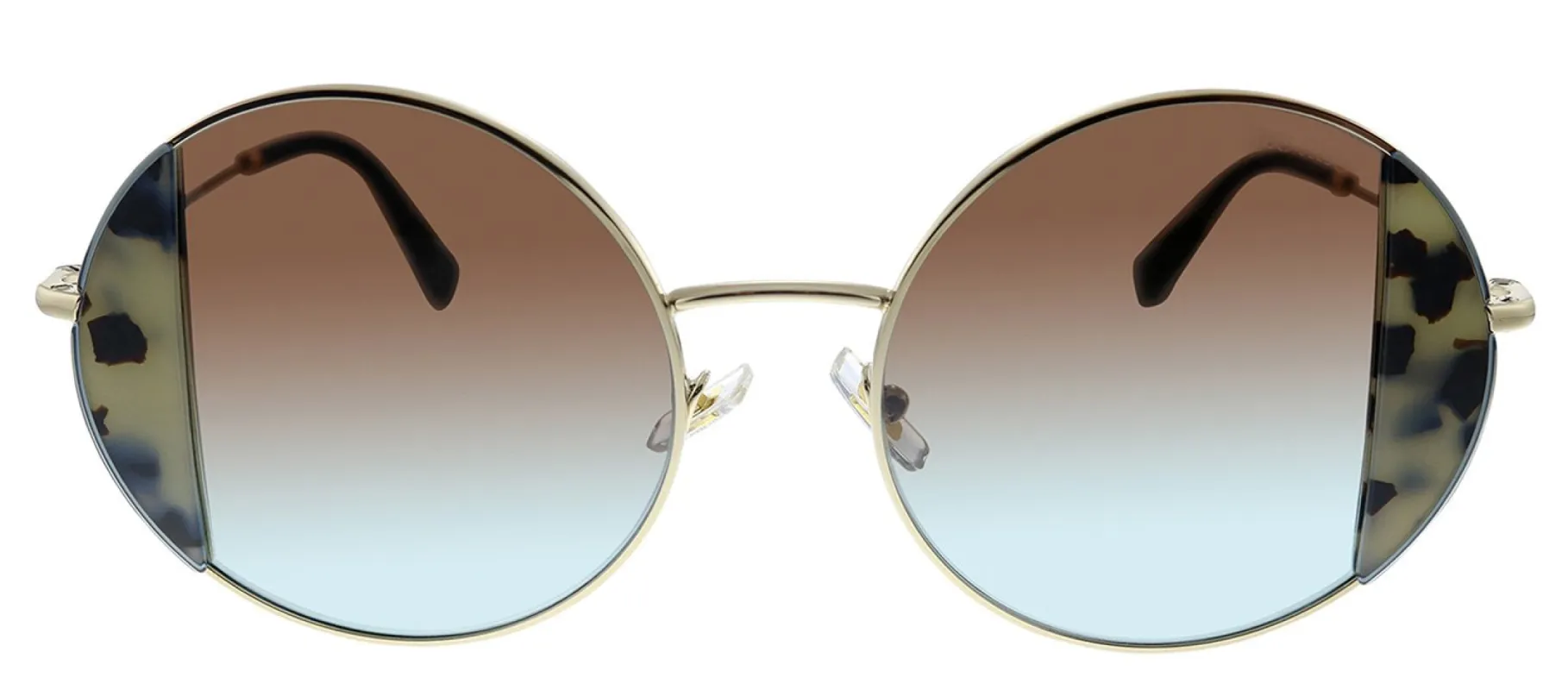 Miu Miu MU 57VS 08D07B Round Metal Blue Havana Sunglasses with Green Gradient Lens sold by Gaffos