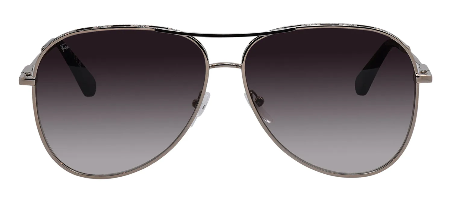 Salvatore Ferragamo SF 268S 6213786 Pilot Metal Gold Sunglasses with Brown Gradient Lens sold by Gaffos