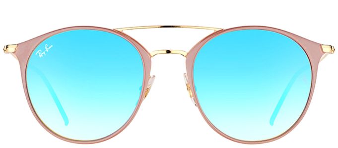 Ray-Ban RB 3546 90118B Round Metal Beige Sunglasses with Blue Flash Mirror Gradient Lens sold by Gaffos
