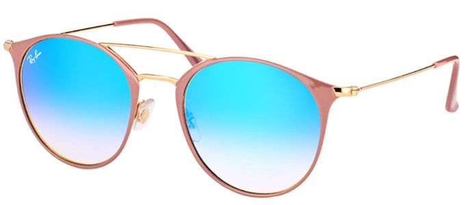 Ray-Ban RB 3546 90118B Round Metal Beige Sunglasses with Blue Flash Mirror Gradient Lens sold by Gaffos