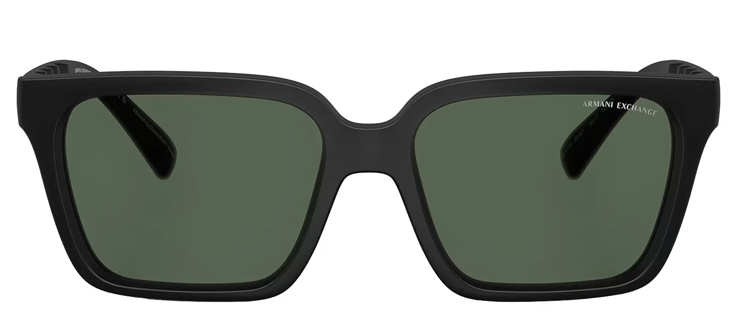 Armani Exchange AX 4147S 807 Square Plastic Black Sunglasses with Green Lens sold by Gaffos
