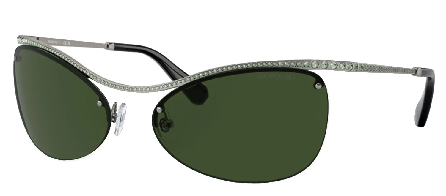 Swarovski SK 7018 400971 Irregular Metal Gunmetal Sunglasses with Green Lens sold by Gaffos product image thumbnail 2