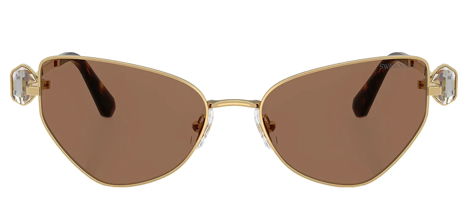 Swarovski SK 7003 400473 Irregular Metal Gold Sunglasses with Brown Lens sold by Gaffos