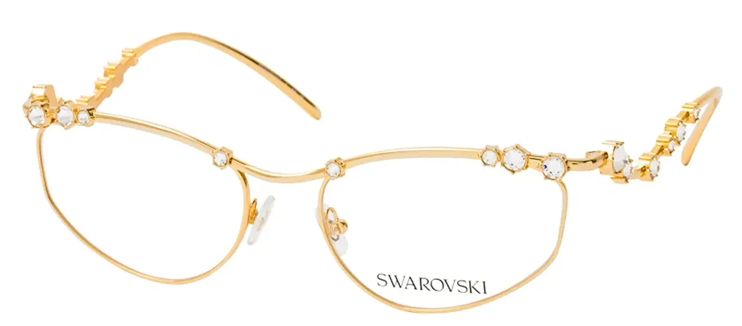 Swarovski SK 1015 4004 Irregular Metal Gold Eyeglasses with Logo Stamped Demo Lenses sold by Gaffos product image thumbnail 2