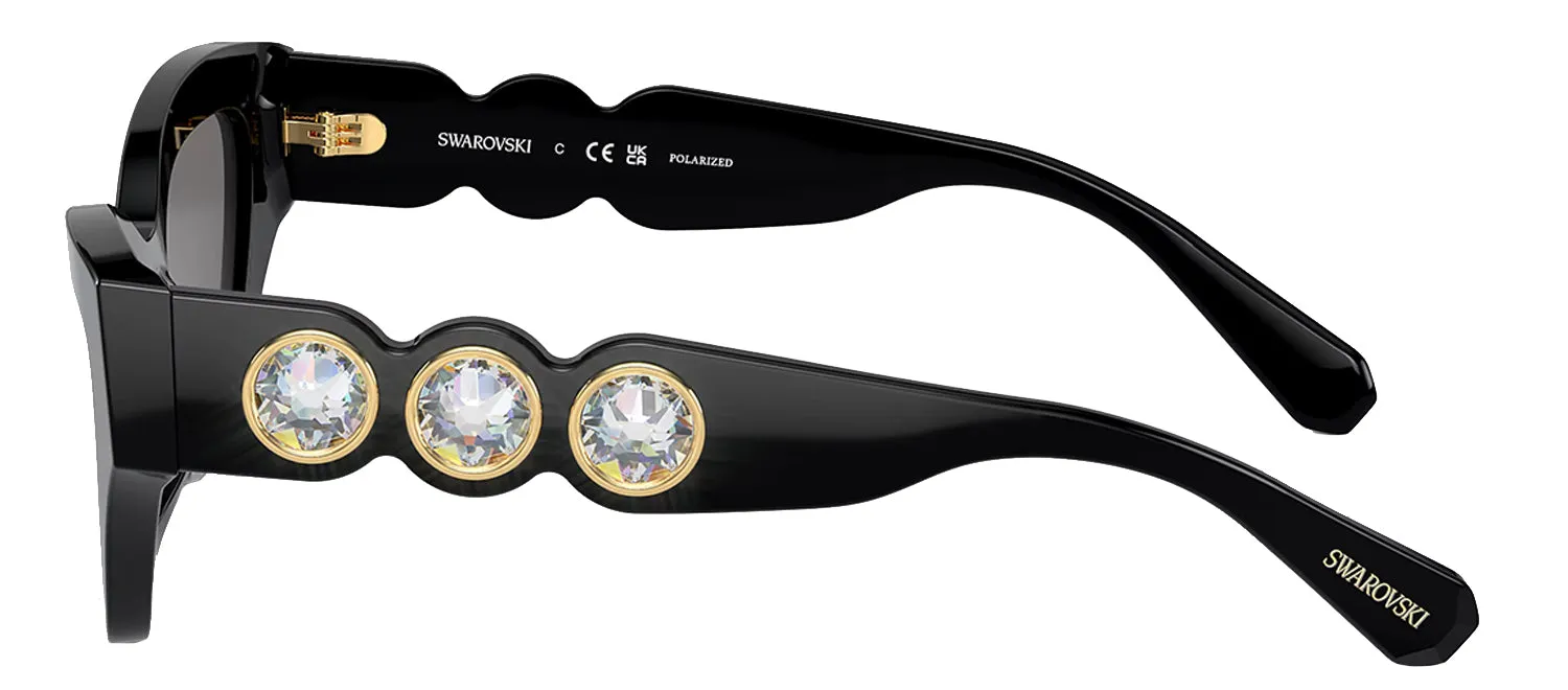 Swarovski SK 6021 100181 Irregular Plastic Black Sunglasses with Grey Polarized Lens sold by Gaffos product image thumbnail 3