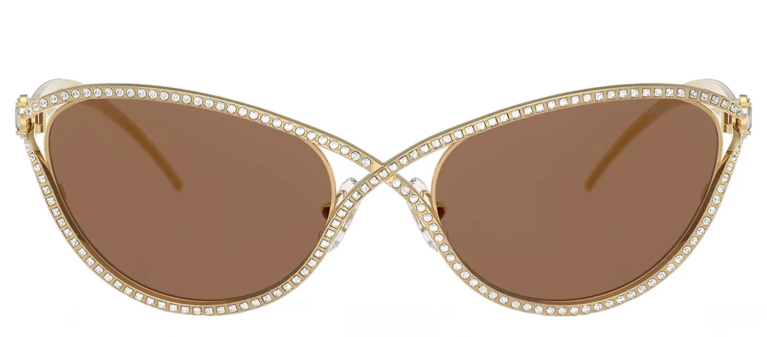 Swarovski SK 7025 400473 Cat-Eye Metal Gold Sunglasses with Brown Lens sold by Gaffos