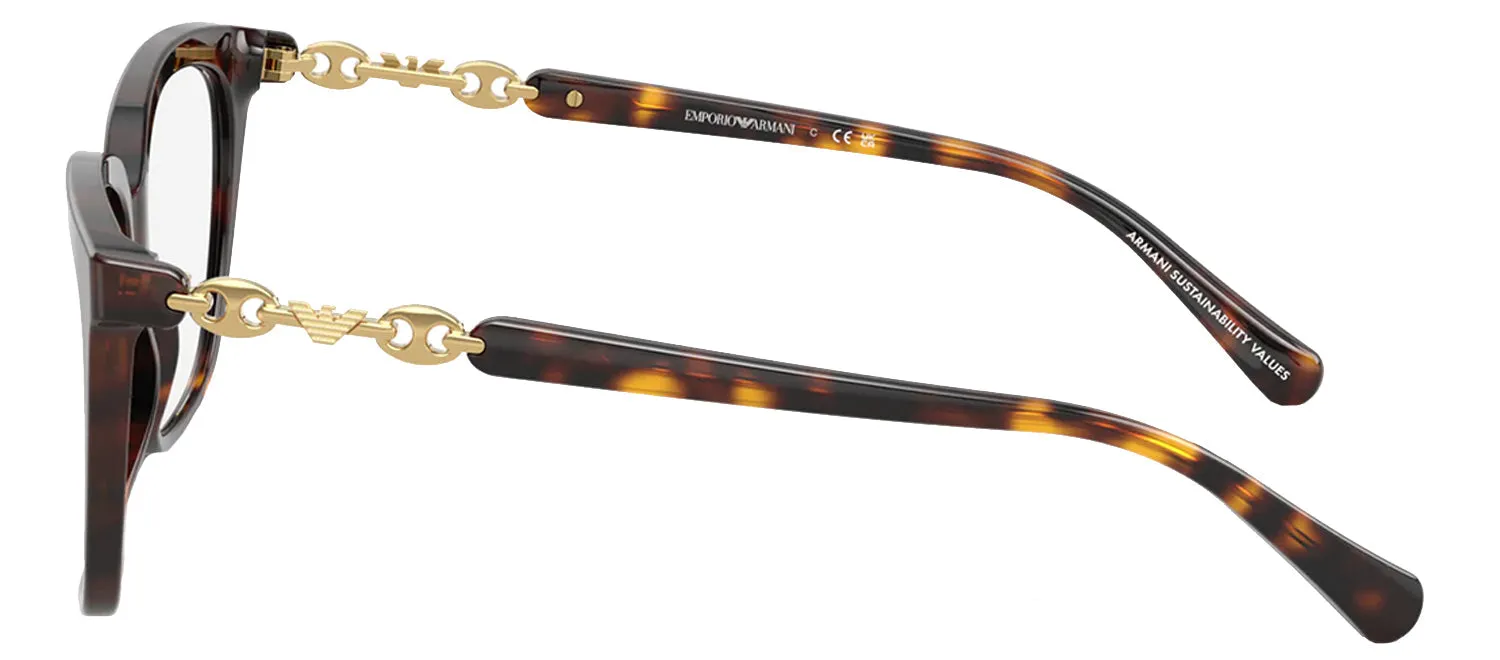 Emporio Armani EA 3248 5026 Cat-Eye Plastic Havana Eyeglasses with Logo Stamped Demo Lenses sold by Gaffos product image thumbnail 3