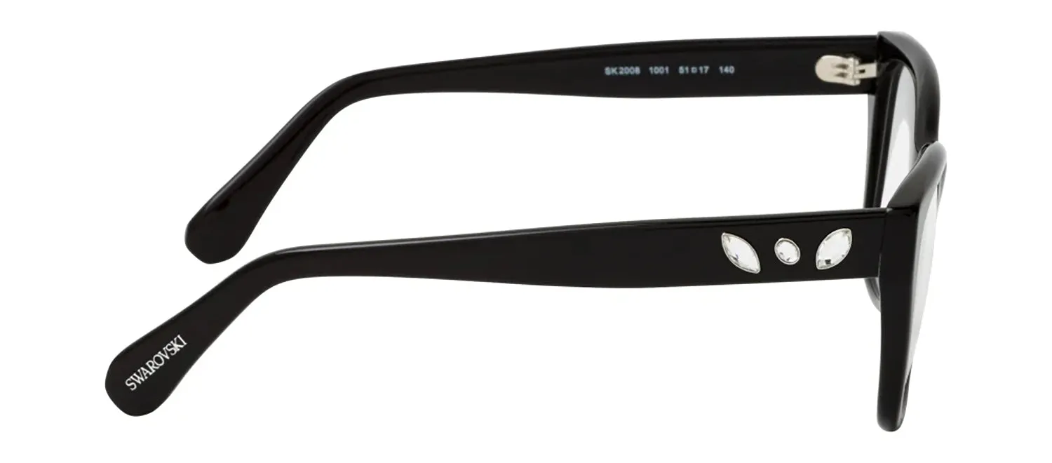 Swarovski SK 2008 1001 Cat-Eye Plastic Black Eyeglasses with Logo Stamped Demo Lenses sold by Gaffos product image thumbnail 3