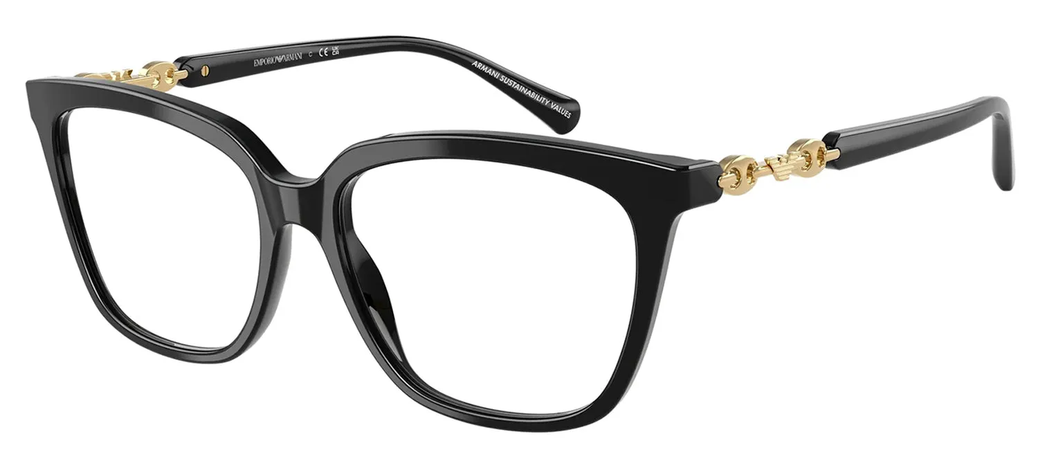 Emporio Armani EA 3248 5017 Cat-Eye Plastic Black Eyeglasses with Logo Stamped Demo Lenses sold by Gaffos product image thumbnail 2