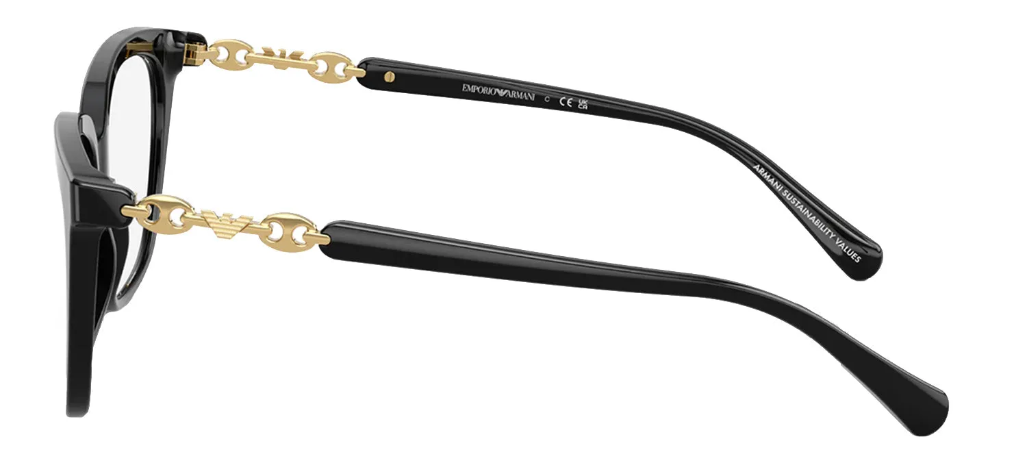 Emporio Armani EA 3248 5017 Cat-Eye Plastic Black Eyeglasses with Logo Stamped Demo Lenses sold by Gaffos product image thumbnail 3