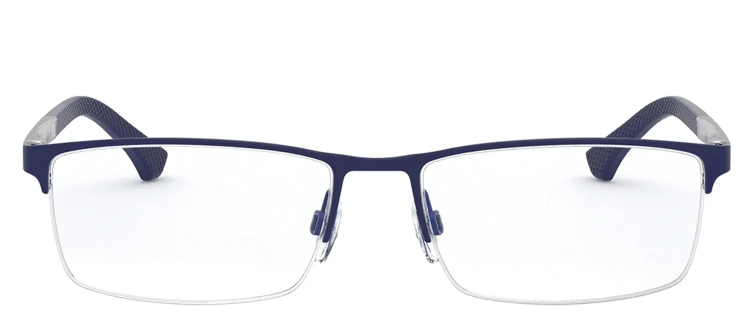 Emporio Armani EA 1041 3131 Rectangle Metal Blue Eyeglasses with Logo Stamped Demo Lenses sold by Gaffos