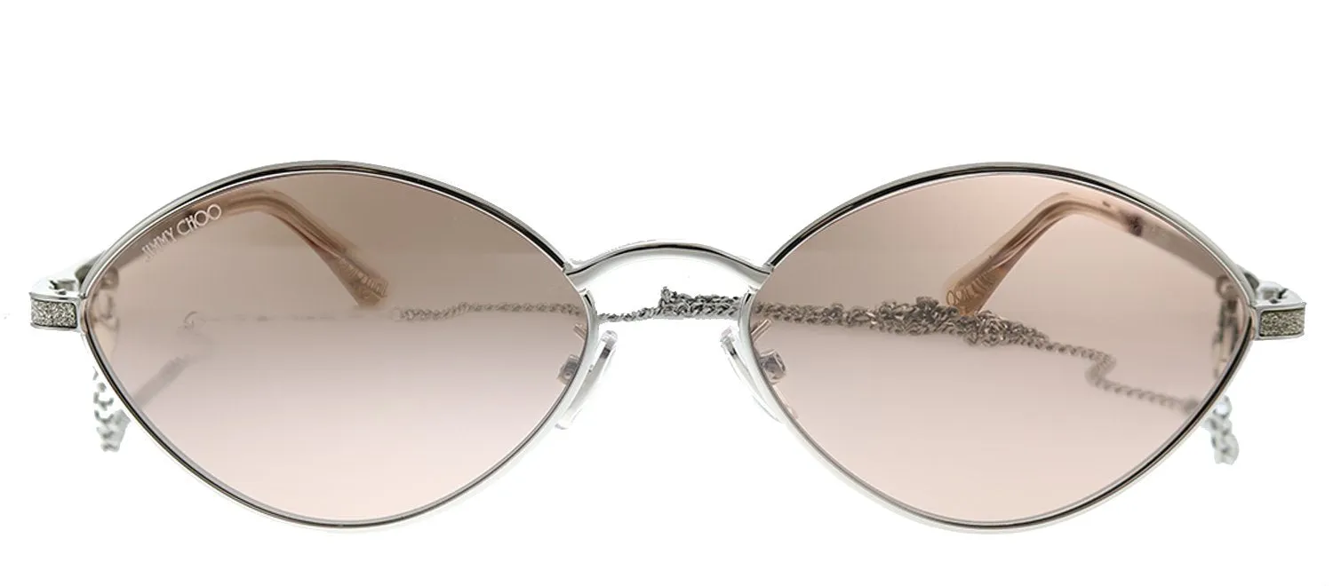 Jimmy Choo JC SONNY/S 9F6 2S Geometric Metal Silver Sunglasses with Pink Mirror Lens sold by Gaffos