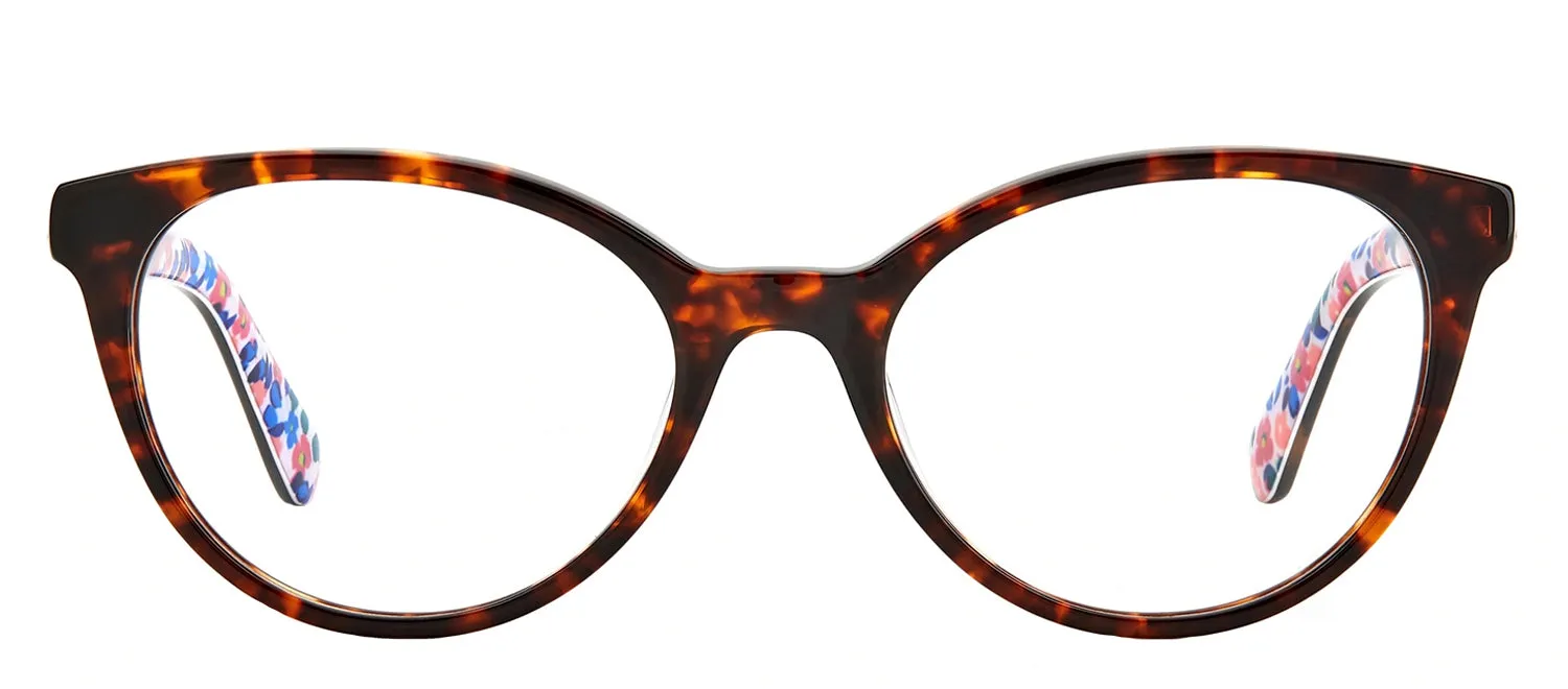 Kate Spade KS Gela 086 Oval Plastic Havana Eyeglasses with Logo Stamped Demo Lenses sold by Gaffos