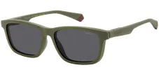 Polaroid PLD 2147/CS DLD_M9 Rectangle Plastic Green Sunglasses with Grey Clip On Lens sold by Gaffos
