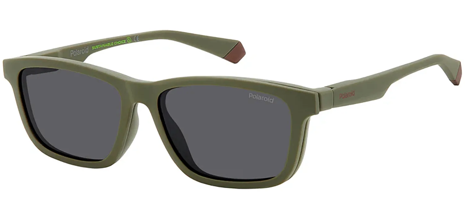 Polaroid PLD 2147/CS DLD_M9 Rectangle Plastic Green Sunglasses with Grey Clip On Lens sold by Gaffos product image thumbnail 2