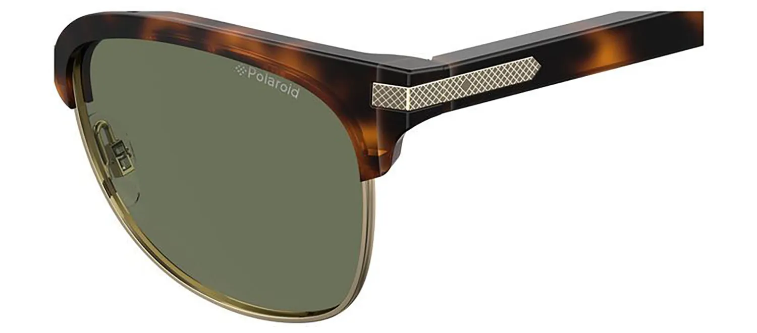 Polaroid PLD 2076/S 086_UC Rectangle Metal Havana Sunglasses with Green Polarized Lens sold by Gaffos product image thumbnail 3