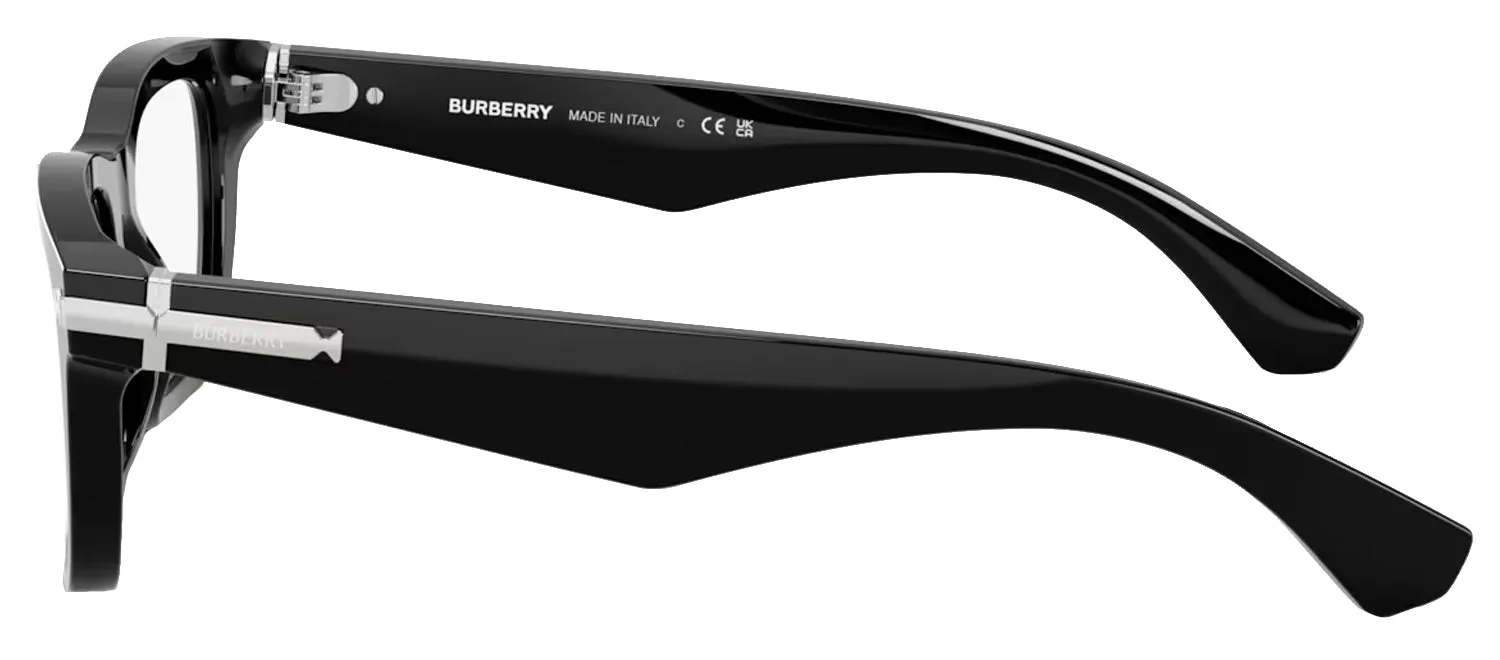 Burberry BE 2419 3001 Rectangle Plastic Black Eyeglasses with Logo Stamped Demo Lenses sold by Gaffos product image thumbnail 3