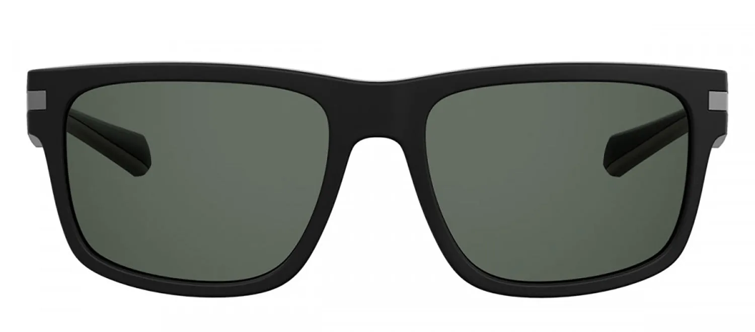 Polaroid PLD 2066/S 003_M9 Rectangle Plastic Black Sunglasses with Grey Polarized Lens sold by Gaffos