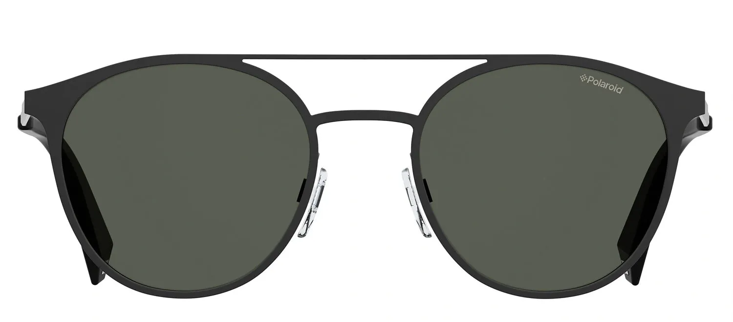 Polaroid PLD 2052/S 807_M9 Round Metal Black Sunglasses with Grey Polarized Lens sold by Gaffos