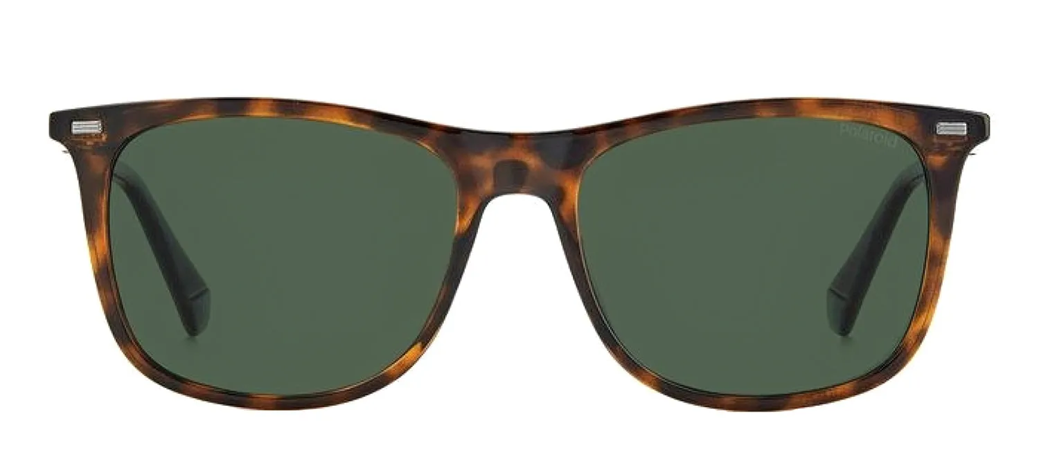 Polaroid PLD 2109/S 086_UC Rectangle Plastic Havana Sunglasses with Green Polarized Lens sold by Gaffos